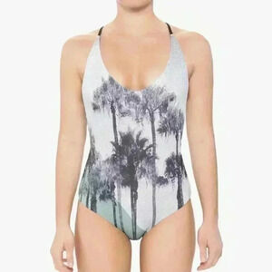 AKELA SURF | Women's Grey/Black Palm Tree Reversible One Piece Swimsuit
